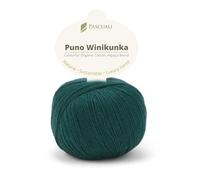PASCUALI | Puno Winikunka | Strickwolle aus 70% Baumwolle (Bio) und 30% Alpakawolle Alpaka Wolle Alpaca Baby zum Stricken und Häkeln, 1 Knäuel - 50g - Farbe:Wald 74