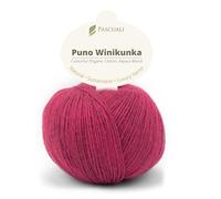 PASCUALI | Puno Winikunka | Strickwolle aus 70% Baumwolle (Bio) und 30% Alpakawolle Alpaka Wolle Alpaca Baby zum Stricken und Häkeln, 1 Knäuel - 50g - Farbe:Pink 71