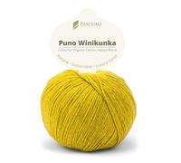 PASCUALI | Puno Winikunka | Strickwolle aus 70% Baumwolle und 30% Alpakawolle Alpaka Wolle Alpaca Baby zum Stricken und Häkeln, 1 Knäuel - 50g - Farbe:Safran 64