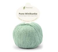 PASCUALI | Puno Winikunka | Strickwolle aus 70% Baumwolle und 30% Alpakawolle Alpaka Wolle Alpaca Baby zum Stricken und Häkeln, 1 Knäuel - 50g - Farbe:Salbei 61