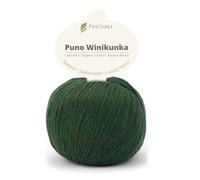 PASCUALI | Puno Winikunka | Strickwolle aus 70% Baumwolle und 30% Alpakawolle Alpaka Wolle Alpaca Baby zum Stricken und Häkeln, 1 Knäuel - 50g - Farbe:Moos 62