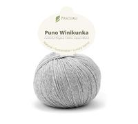 PASCUALI | Puno Winikunka | Strickwolle aus 70% Baumwolle und 30% Alpakawolle Alpaka Wolle Alpaca Baby zum Stricken und Häkeln, 1 Knäuel - 50g - Farbe:Kiesel 51