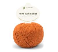 PASCUALI | Puno Winikunka | Strickwolle aus 70% Baumwolle und 30% Alpakawolle Alpaka Wolle Alpaca Baby zum Stricken und Häkeln, 1 Knäuel - 50g - Farbe:Kurkuma 65