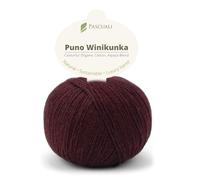 PASCUALI | Puno Winikunka | Strickwolle aus 70% Baumwolle und 30% Alpakawolle Alpaka Wolle Alpaca Baby zum Stricken und Häkeln, 1 Knäuel - 50g - Farbe:Bordeaux 68