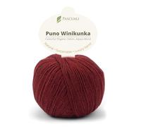 PASCUALI | Puno Winikunka | Strickwolle aus 70% Baumwolle und 30% Alpakawolle Alpaka Wolle Alpaca Baby zum Stricken und Häkeln, 1 Knäuel - 50g - Farbe:Maulbeere 67
