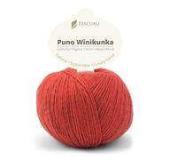 PASCUALI | Puno Winikunka | Strickwolle aus 70% Baumwolle und 30% Alpakawolle Alpaka Wolle Alpaca Baby zum Stricken und Häkeln, 1 Knäuel - 50g - Farbe:Hagebutte 66