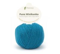 PASCUALI | Puno Winikunka | Strickwolle aus 70% Baumwolle und 30% Alpakawolle Alpaka Wolle Alpaca Baby zum Stricken und Häkeln, 1 Knäuel - 50g - Farbe:Himmel 57