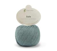 Pascuali Sole | Strickwolle aus 90% Baumwolle (Pima), 10% Kaschmirwolle, zum Stricken und Häkeln, Farbe:Salbei 47