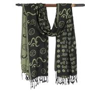 Pashmina Viskose Schal/Stola mit OM Muster, weich | Seidig weicher Schal, beidseitig tragbar, Unisex, 100% Viskose, vielseitig kombinierbar, elegantes Accessoire.