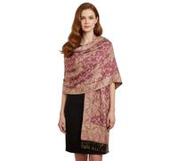 PASKMLNA Damen Paisley Pashmina-Schal, Rosa Paisleymuster, Large