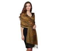 PASKMLNA Damen Pashmina-Schal, Mustard Floral Paisley, Large