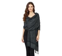 PASKMLNA Paisley Jacquard Pashmina Schal Wickelschal Stola Halstuch, Dunkelgrau-schwarz01836, Large
