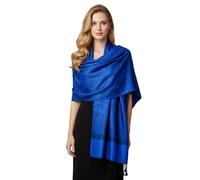 PASKMLNA Pashmina-Schal, Paisleymuster, Jacquard, Stola, Blau Schwarz, Large