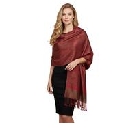 PASKMLNA Pashmina-Schal, Paisleymuster, Jacquard, Stola, Burgunderrot, Olivgrün, Large
