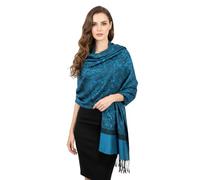 PASKMLNA Pashmina-Schal, Paisleymuster, Jacquard, Stola, Cyanblau, Large