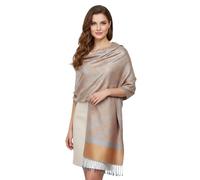 PASKMLNA Pashmina-Schal, Paisleymuster, Jacquard, Stola, Goldfarben/Blau, Large