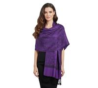 PASKMLNA Pashmina-Schal, Paisleymuster, Jacquard, Stola, Violett / Schwarz, Large