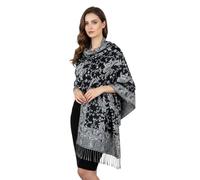 PASKMLNA Pashmina-Schal, wendbar, Paisleymuster, elegante Farben (#24 Schwarz/Weiß)