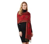 PASKMLNA Wendbarer Paisleymuster, Pashmina-Schal, elegante Farben, 1rot, Large