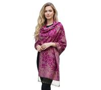 PASKMLNA Wendbarer Pashmina-Schal, Paisleymuster, elegante Farben, Fuchsia, florales Paisleymuster, Large
