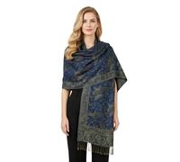 PASKMLNA Wendbarer Pashmina-Schal, Paisleymuster, elegante Farben, Hellmarineblaues Paisleymuster, Large