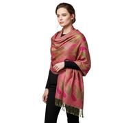 PASKMLNA Wendbarer Pashmina-Schal, Paisleymuster, elegante Farben, Hot Pink Olive Teardrop Paisley, Large
