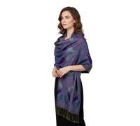 PASKMLNA Wendbarer Pashmina-Schal, Paisleymuster, elegante Farben, Lavendelviolettes Paisleymuster in Tropfenform, Large