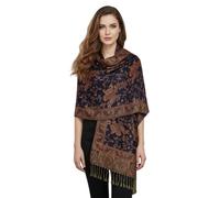 PASKMLNA Wendbarer Pashmina-Schal, Paisleymuster, elegante Farben, Marineblau, Blumenmuster, Paisleymuster, Large