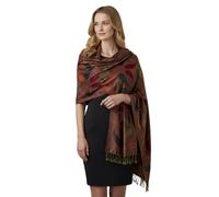 PASKMLNA Wendbarer Pashmina-Schal, Paisleymuster, elegante Farben, Mokkafraues Paisleymuster in Tropfenform, Large