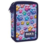 PASO - Federmäppchen 3 Fächer - Mäppchen für Mädchen und Jungen - Federmappe 3-Fach Federtasche Gefüllte Schüleretui Schulmäppchen - Pfötchen