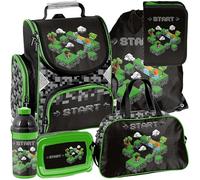 PASO - Mega Set - 6-teiliges- Rucksack, Federmäppchen, Tasche, Trinkflasche, Frühstückstasche, Schulranzen