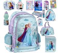 PASO- Schulranzen für Jungen und Mädchen, 13er-Set - Schul-Rucksack für Kinder mit Federmäppchen - Schuhbeutel - Frozen Motiv- 1-3 Klasse