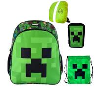 PASO - Schulranzen für Mädchen, 4er-Set - Schul-Rucksack für Kinder mit Federmäppchen - Schuhbeutel und Regenschutz - Pixel Game Motiv