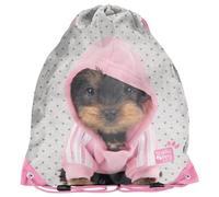 PASO Turnbeutel 36x32 cm, stabile & strapazierfähige Ausführung, mit Zugbändern zum Tragen & Umhängen, vielseitig einsetzbar für Schule, Sport & Freizeit - Hündchen