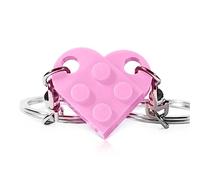 Passendes Paar Herz Schlüsselanhänger für Freund Freundin Weihnachten Valentinstag Geschenke Sie Ihn Set Kompatibel mit Lego Geschenk, Pink, Small, Niedlich