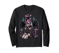 Pastell Goth Katze Goth Girl Skelett Emo Y2K Stil Engel Decay Langarmshirt