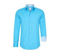 Langarmhemd RUSTY NEAL, Herren, Gr. L, EURO-Größen, blau, 60% Baumwolle, 37% Polyester, 3% Elasthan, mehrfarbig, Hemden, mit farblich abgesetztem Innenkragen (79944520-L) blau