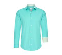 Langarmhemd RUSTY NEAL, Herren, Gr. S, EURO-Größen, blau (türkis), 60% Baumwolle, 37% Polyester, 3% Elasthan, mehrfarbig, Hemden, mit farblich abgesetztem Innenkragen (30746156-S) türkis