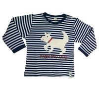 Pat und Patty Gestreiftes Kinder Langarmshirt aus Bio-Baumwolle „Hund“ blau/weiss ,HUD-9 74/80