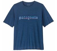 Patagonia Cap Cool Daily Graphic Shirt T-Shirt, S, '73 text logo: clement blue x-dye
