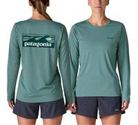 Patagonia Women's Long-Sleeved Capilene Cool Daily Shirt - Boardshort Logo blue sage/light blue sage x-dye S
