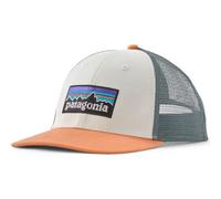 Patagonia P-6 Logo LoPro Trucker Hat - White w/Peach Sherbet