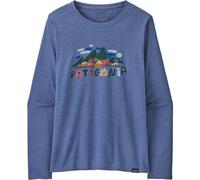 Patagonia W's L/s Cap Cool Daily Graphic Damen Langarm-Shirt fitz roy foliage: current blue x dye L