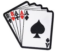 Patch Biker Aufnäher mit Poker Karten - Full House Biker annähen/aufbügeln l Motorradjacken Aufkleber Kutten Sticker für alle Stoffe & Leder l Bügelflicken Applikation l 85x80mm