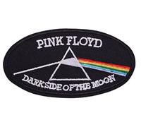 Patch Pink Floyd Oval Dark Side Moon 10 x 5 cm Aufnäher zum Aufbügeln, Rock Roll, Pink, Einheitsgröße