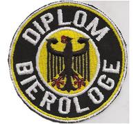 Patches Aufnäher Diplom Bierologe Deutscher Adler Lustige Sprüche Biertrinker Motorrad Biker Rocker DIY Aufbügler Flicken Abzeichen aufbügeln Ultras Aufkleber Applikation Kleidung Iron on Patch 80x80