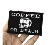 Patches Klett "COFFEE OR DEATH" Lustig Klett Patch Tactical Moral Aufnäher Applikationen für DIY Kleidung, Rucksäcke, Jacken, Jeans