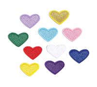 Patches zum Aufbügeln 10 teile/los Mini Herz Applique Patch 2x2,6 cm Multicolor Stickerei Eisen Auf Patches for DIY Kleidung Jeans Aufkleber Nähen(Mixed)