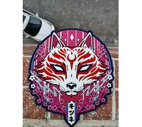 Patchlab SM6 Kitsune Fox PVC Rubber Moral Patch 8,9 cm japanische Kunst und mystische Kreatur Magie mit Haken-Rückseite für schnelle Anwendung auf allen Schlaufenstücken
