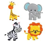 PatchMommy Patch Aufnäher Applikation Bügelbild, 4tlg. Set Elefant, Löwe, Giraffe und Zebra